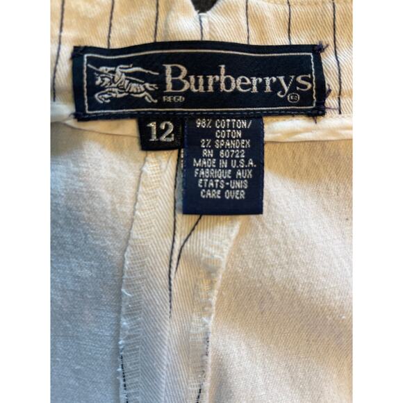 Burberry Navy White Pinstripe High Rise Pants Trousers Women's Size 12 - Picture 5 of 5